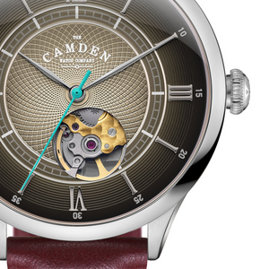 No.274 Open Heart Steel and Black on Oxblood Italian Leather