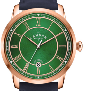 No.29 Automatic Rose Gold and Green on Navy Italian Leather