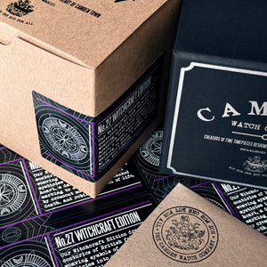 No.27 Witchcraft Black and Steel on a Purple Italian Leather Strap