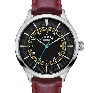 No.274 Swiss Made Quartz Steel and Black on Oxblood Italian Leather