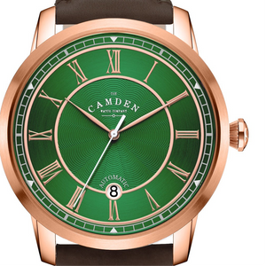 No.29 Automatic Rose Gold and Green on Brown Italian Leather