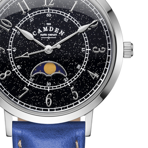 No.27 Moonphase Steel on Navy Leather