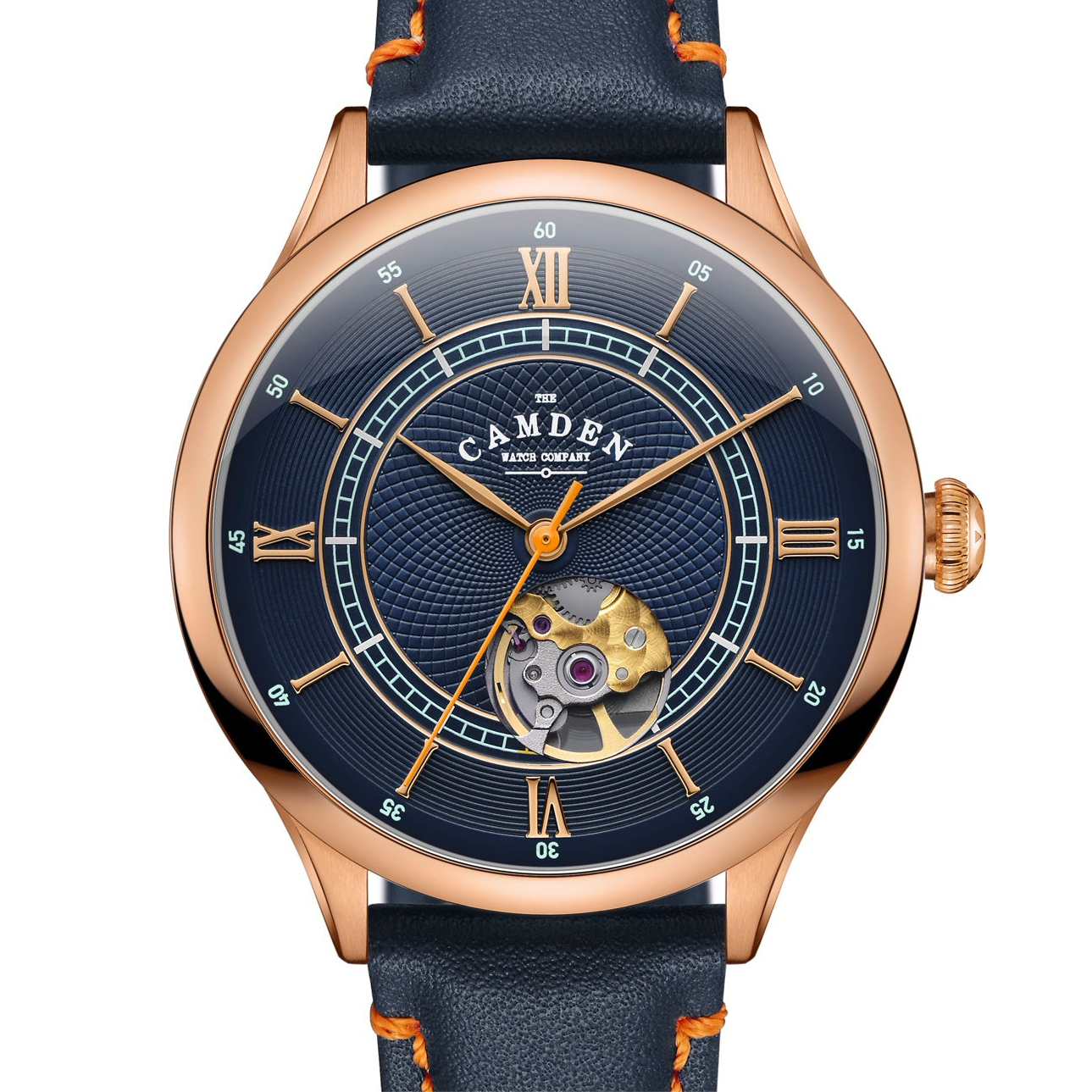 No.274 Open Heart Rose Gold and Blue on Blue Italian Leather