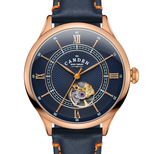 No.274 Open Heart Rose Gold and Blue on Blue Italian Leather