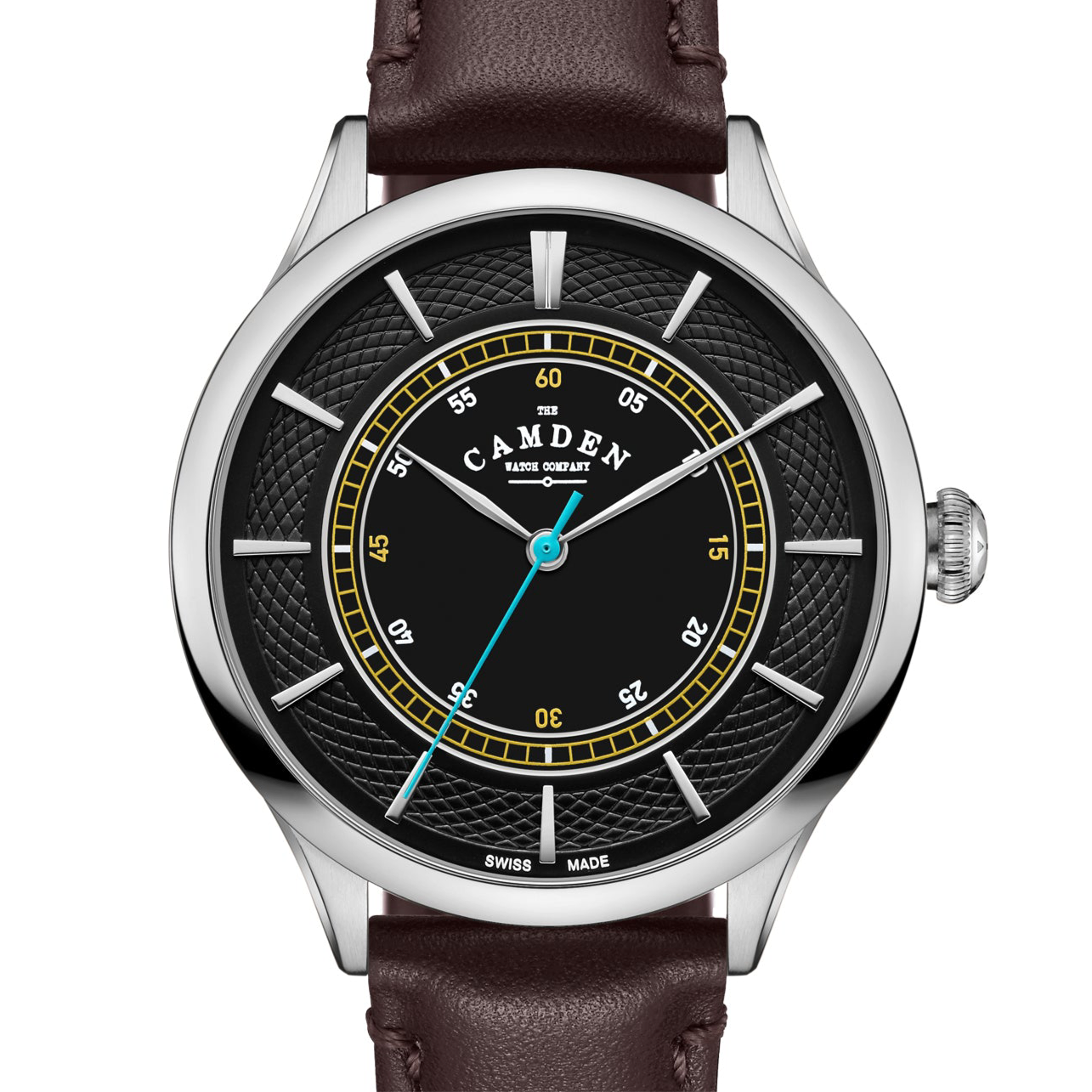 No.274 Swiss Made Quartz Steel and Black on Brown Italian Leather