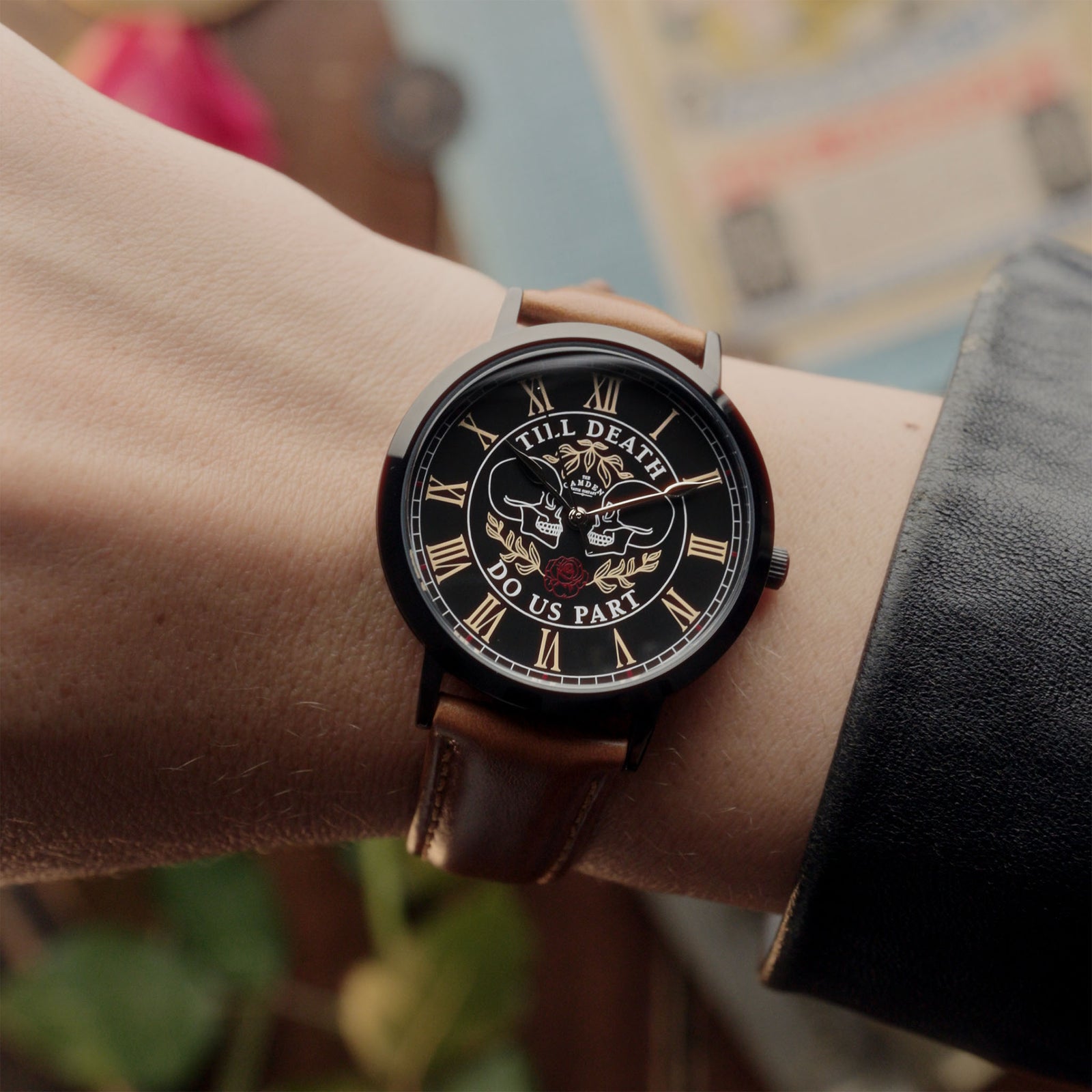 Till Death UNISEX DUO on a Tan Leather Strap