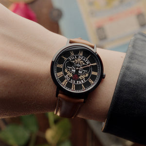 Till Death UNISEX DUO on a Tan Leather Strap