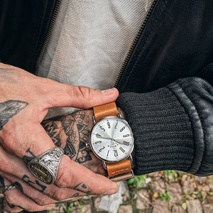 No.88 Steel on Tan Leather