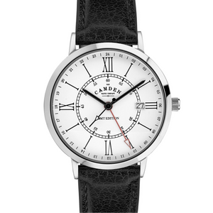 No.27 GMT Steel and White on Black Leather