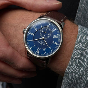 No.29 Steel and Navy on Brown Strap Leather