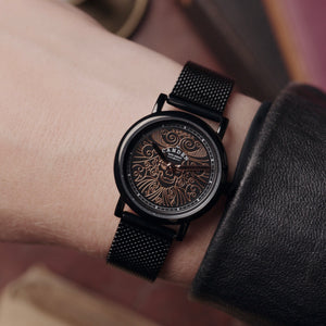 No.24 Memento Mori Black and Rose Gold on Black Mesh