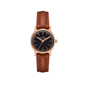 No.24 Rose Gold and Black on Tan Leather