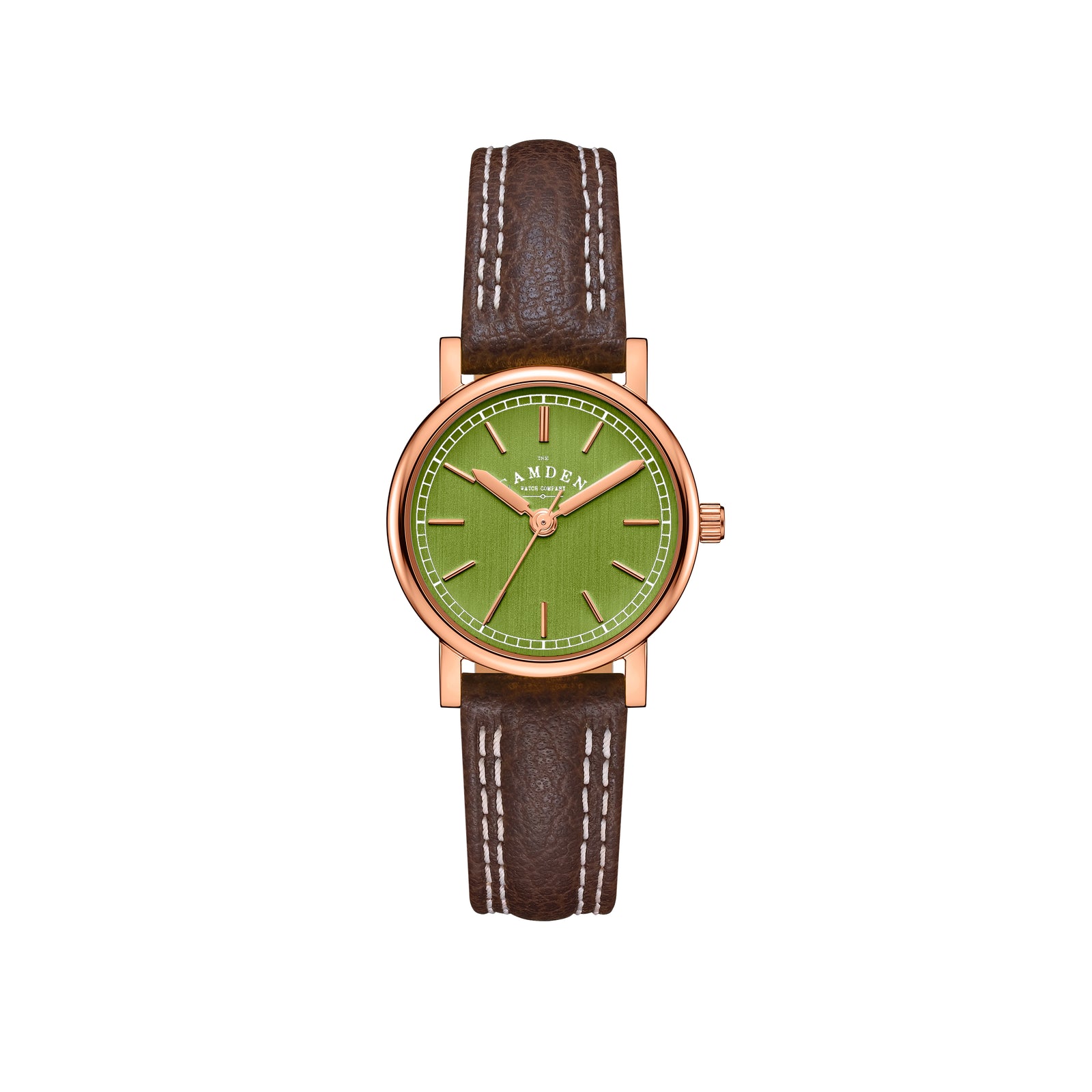 No.24 Rose Gold and Green on Brown Leather