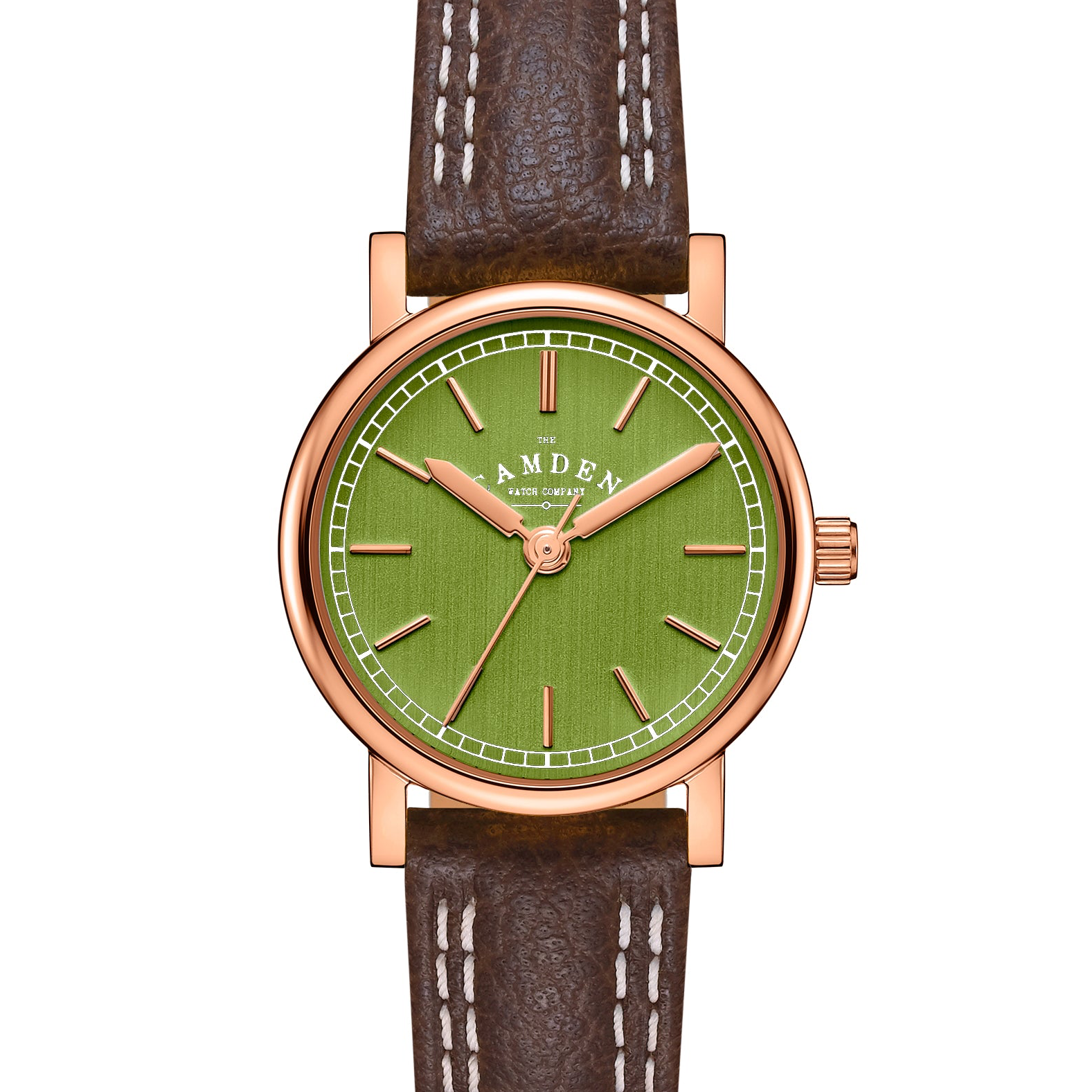 No.24 Rose Gold and Green on Brown Leather
