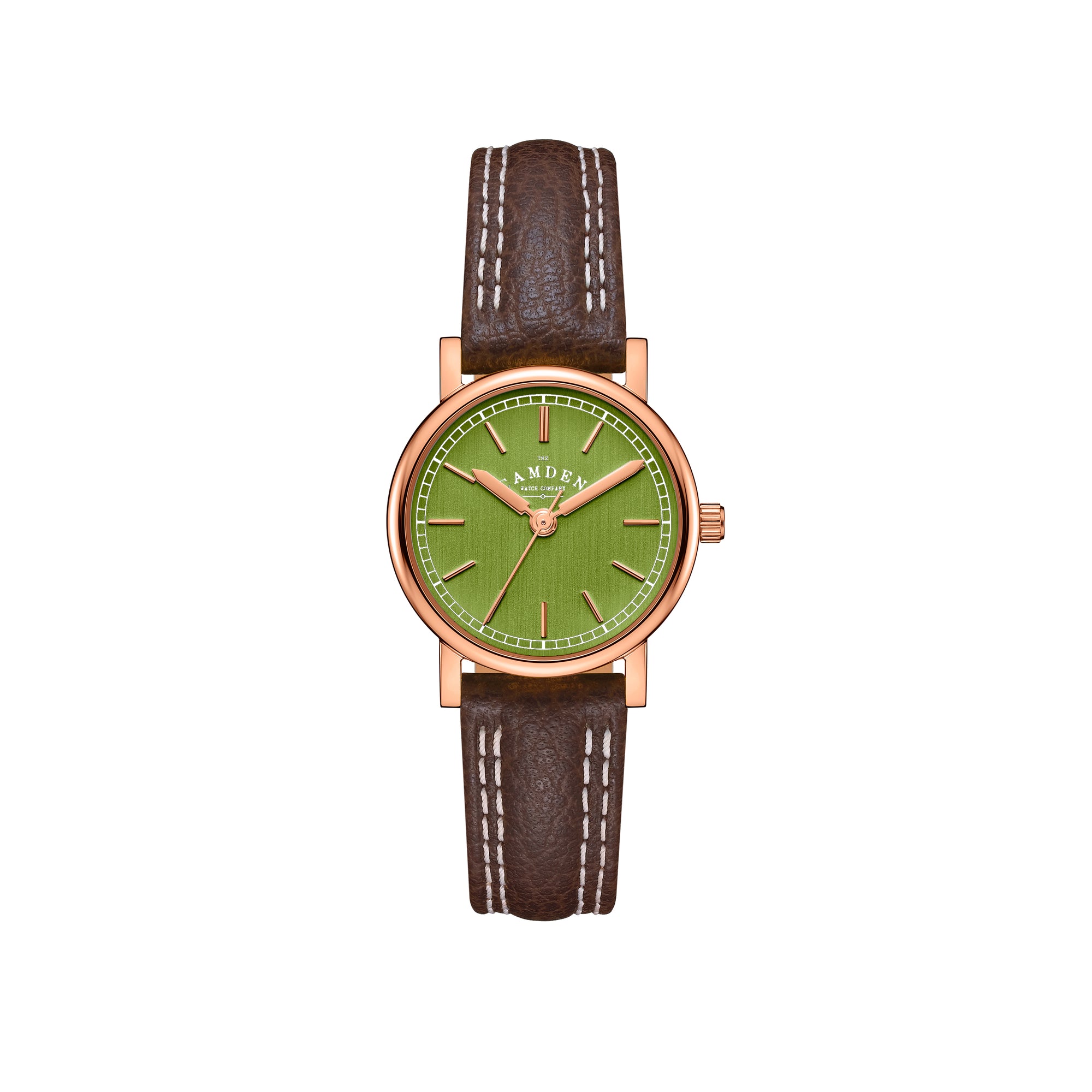 No.24 Rose Gold and Green on Brown Leather