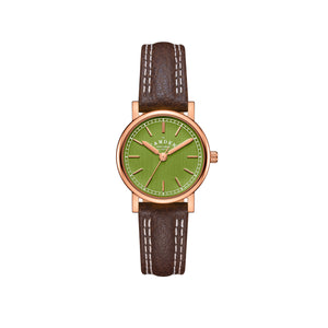 No.24 Rose Gold and Green on Brown Leather