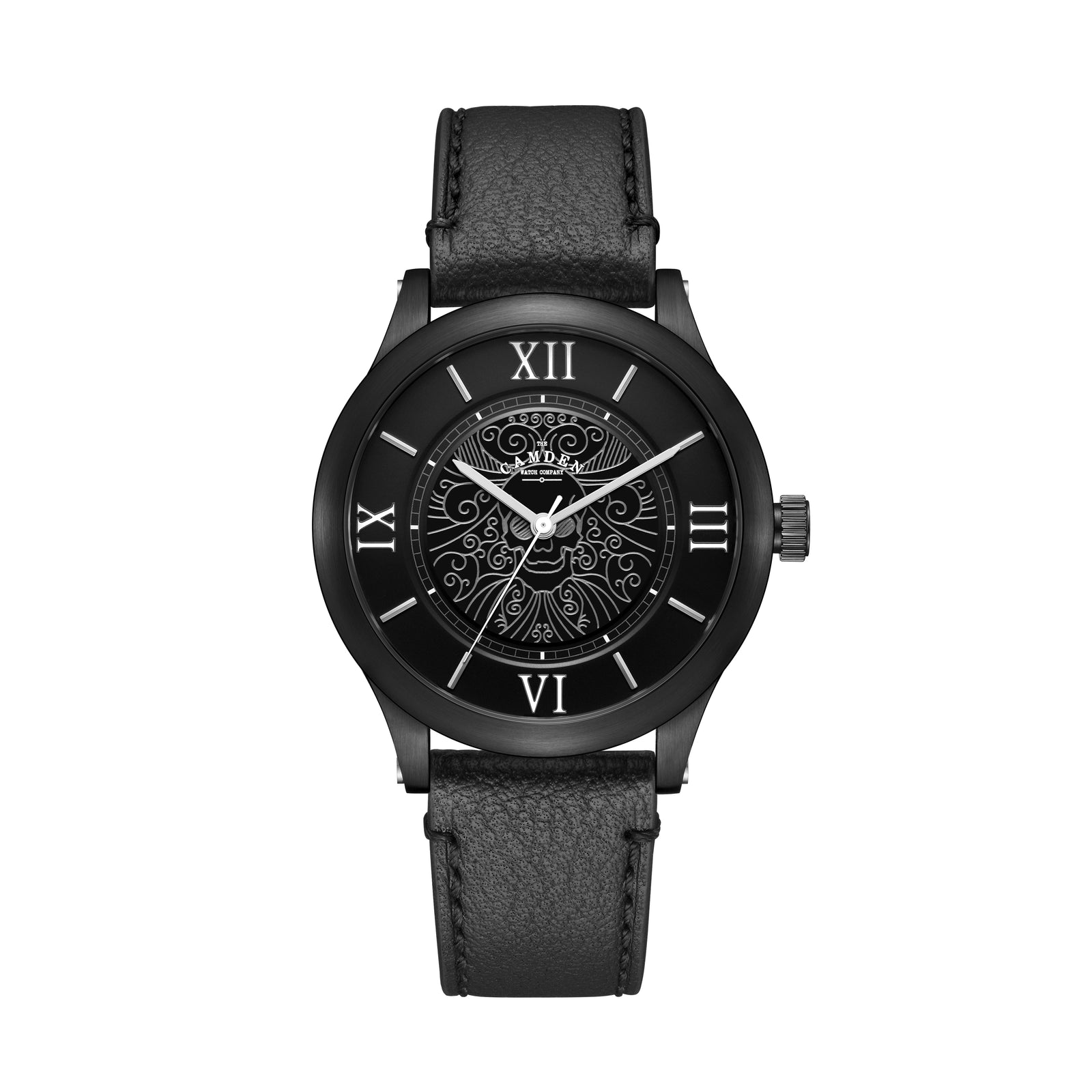 No.253 Memento Mori Steel on Black Leather