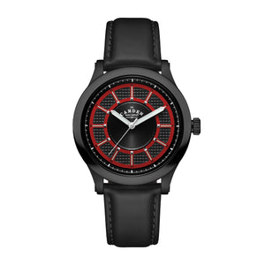 No.253 Black and Red on Black Leather