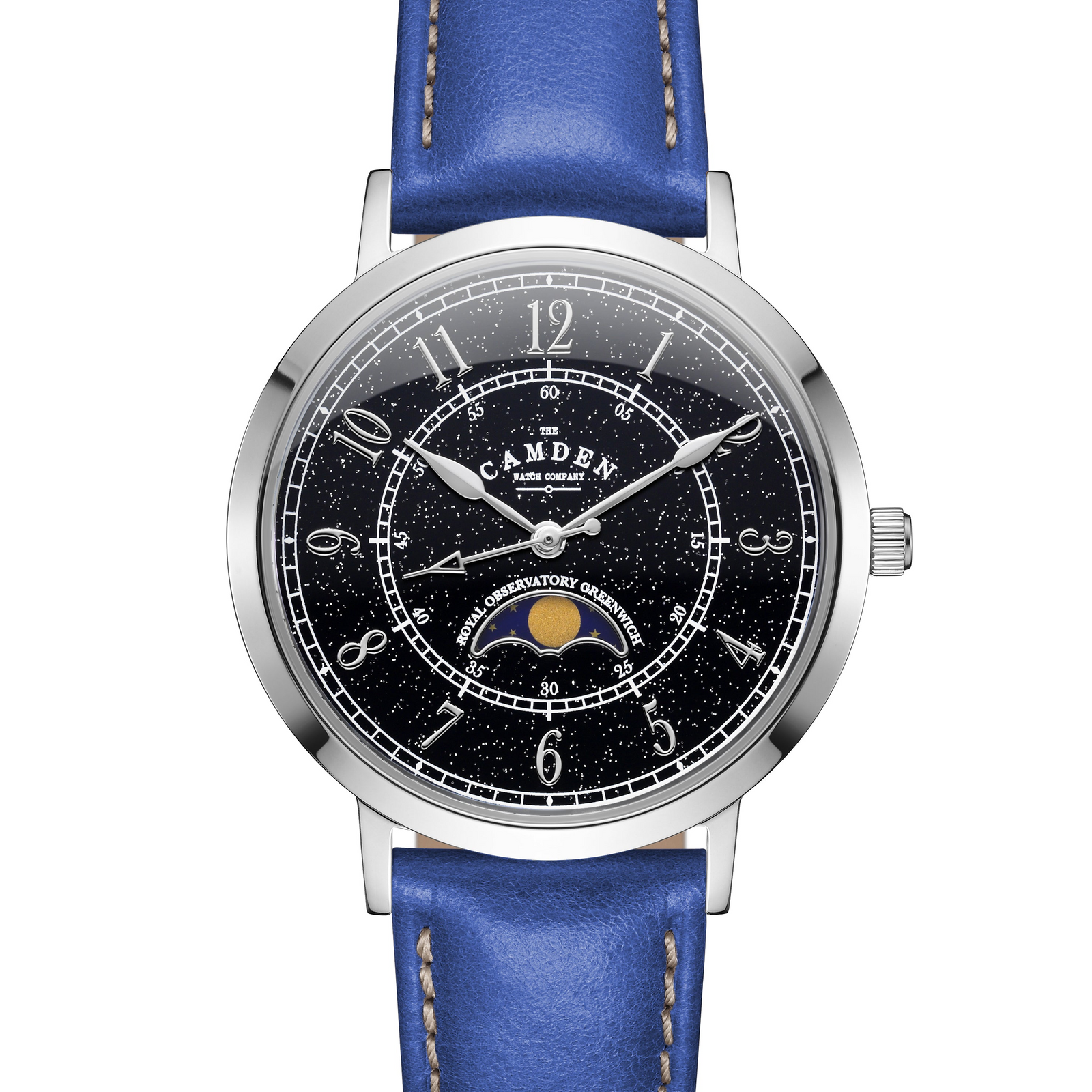 No.27 Moonphase Steel on Navy Leather