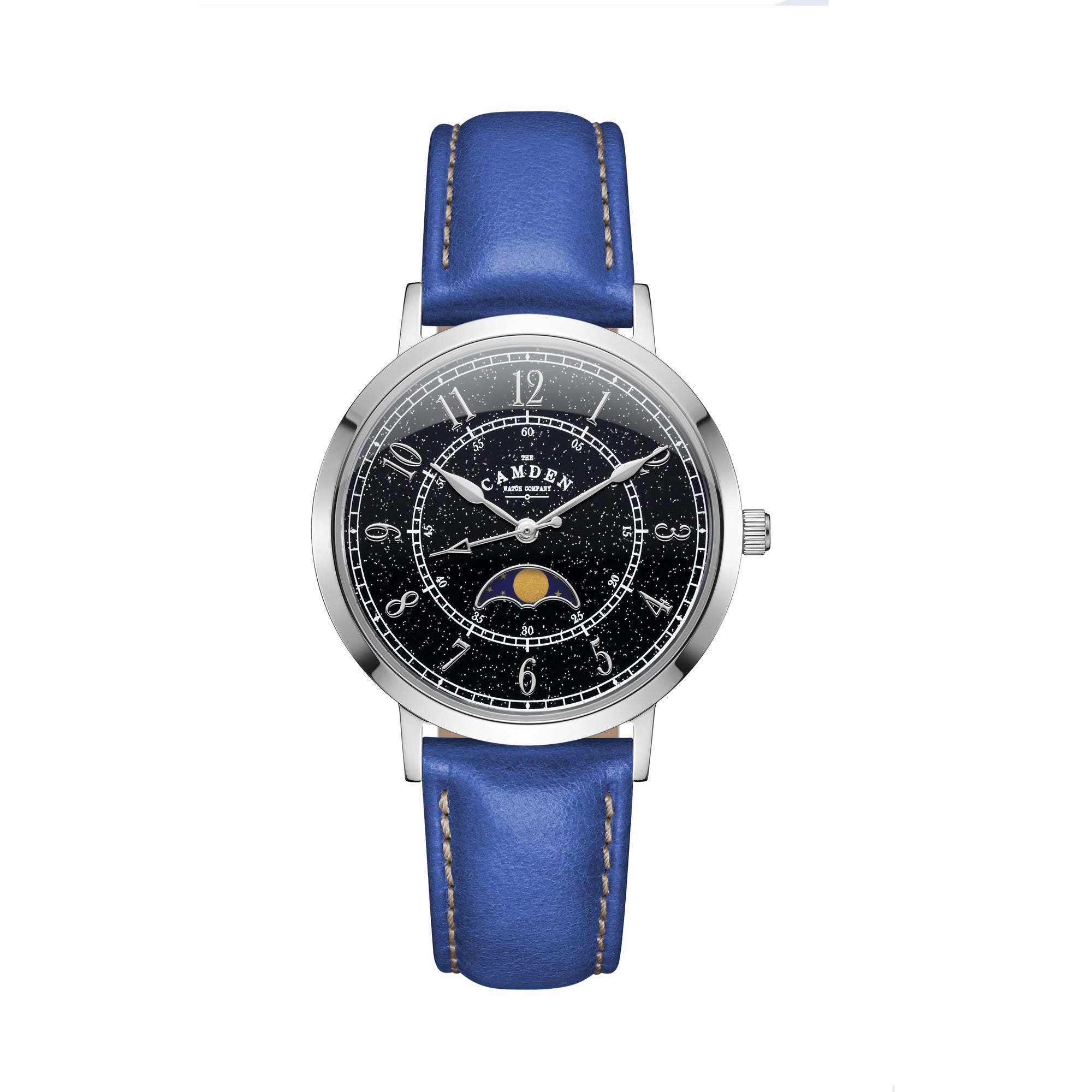 No.27 Moonphase Steel on Navy Leather