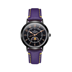 No.27 Moonphase Black on Purple Italian Leather