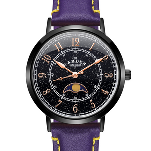 No.27 Moonphase Black on Purple Italian Leather