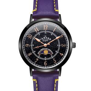 No.27 Moonphase Black on Purple Italian Leather