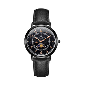 No.27 Moonphase Black on Black Leather