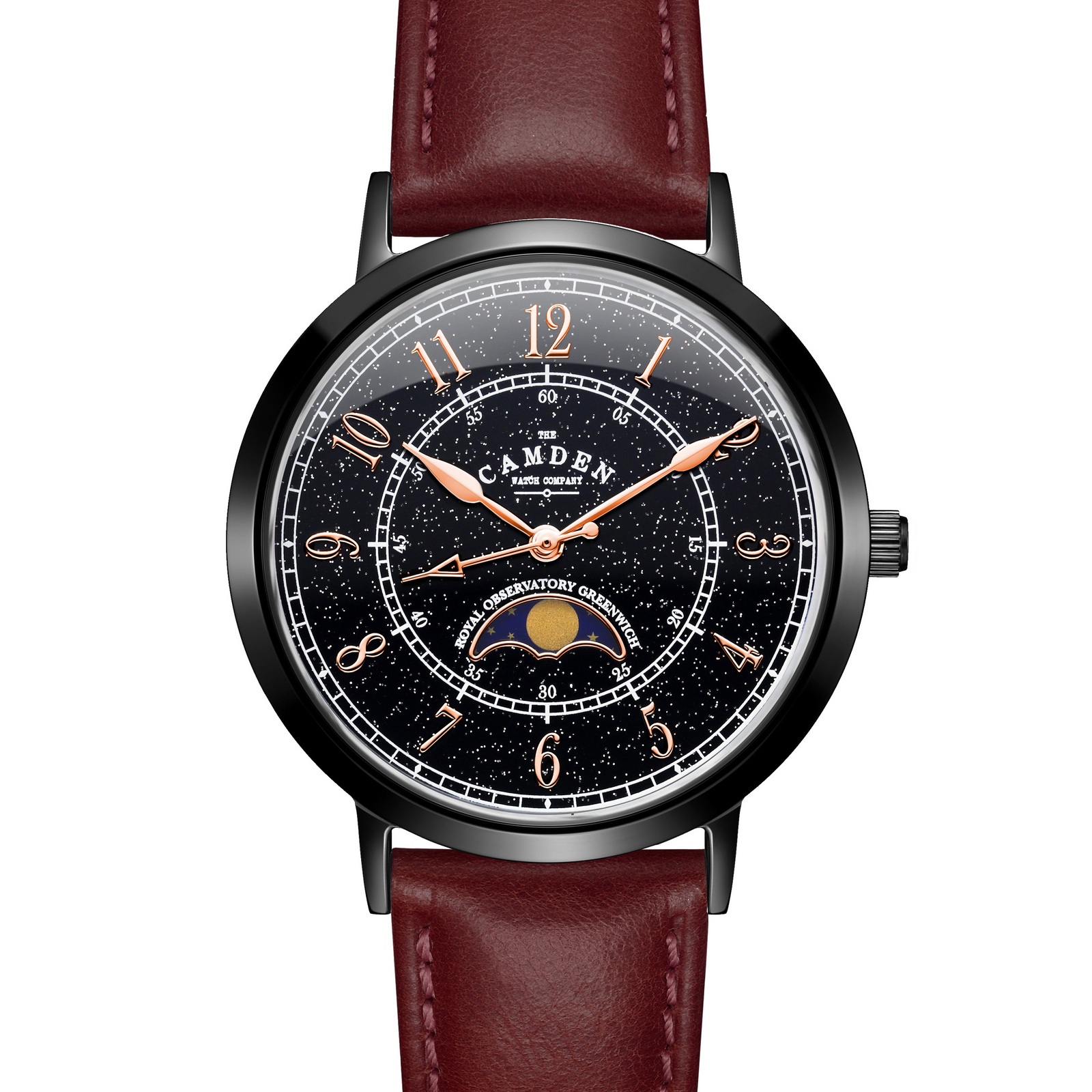 No.27 Moonphase Black on Oxblood Leather