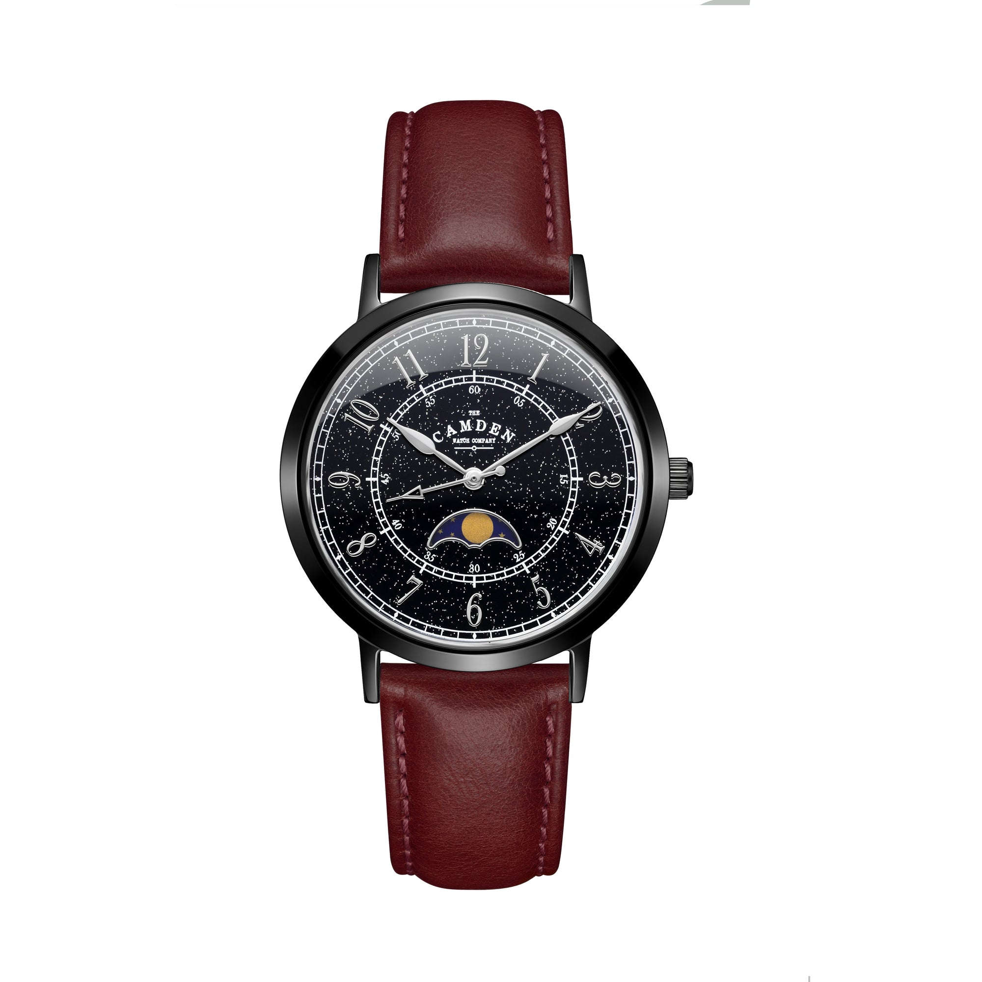 No.27 Moonphase Black on Oxblood Leather