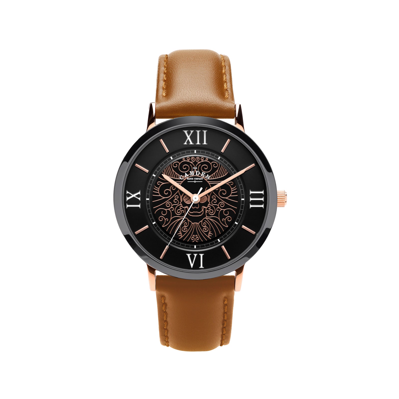 No.27 Memento Mori Black and Rose Gold on Tan Leather
