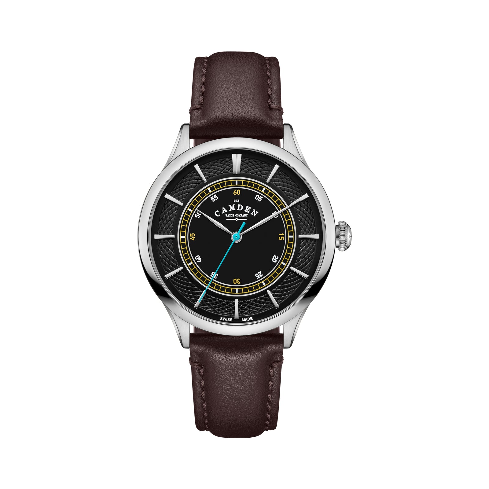 No.274 Swiss Made Quartz Steel and Black on Brown Italian Leather