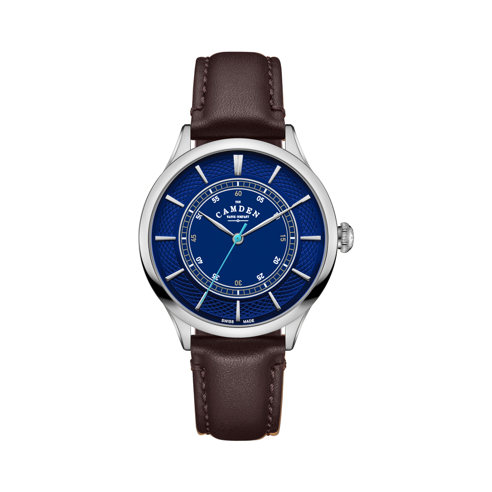 No.274 Swiss Made Quartz Steel and Navy on Brown Italian Leather