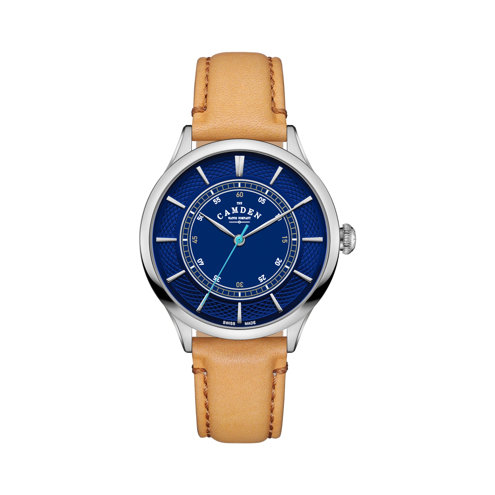 No.274 Swiss Made Quartz Steel and Navy on Tan Italian Leather