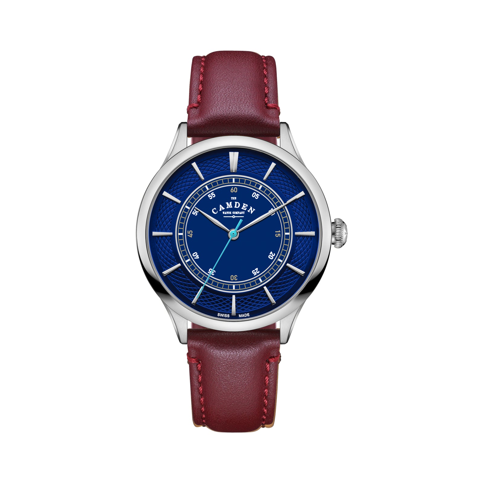 No.274 Swiss Made Quartz Steel and Navy on Oxblood Italian Leather