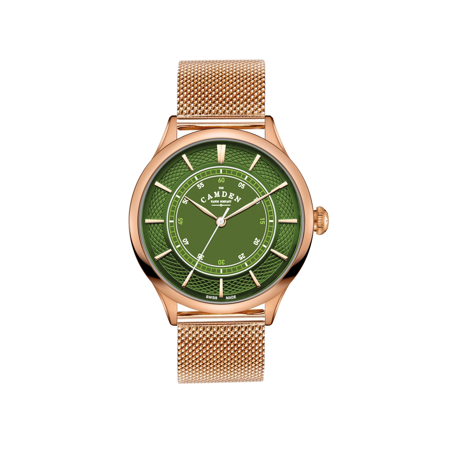 No.274 Swiss Made Quartz Rose Gold and Green on Mesh