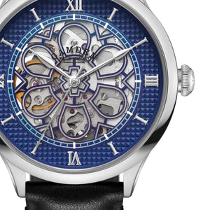 No.274 Skeleton Steel and Navy on Black Italian Leather