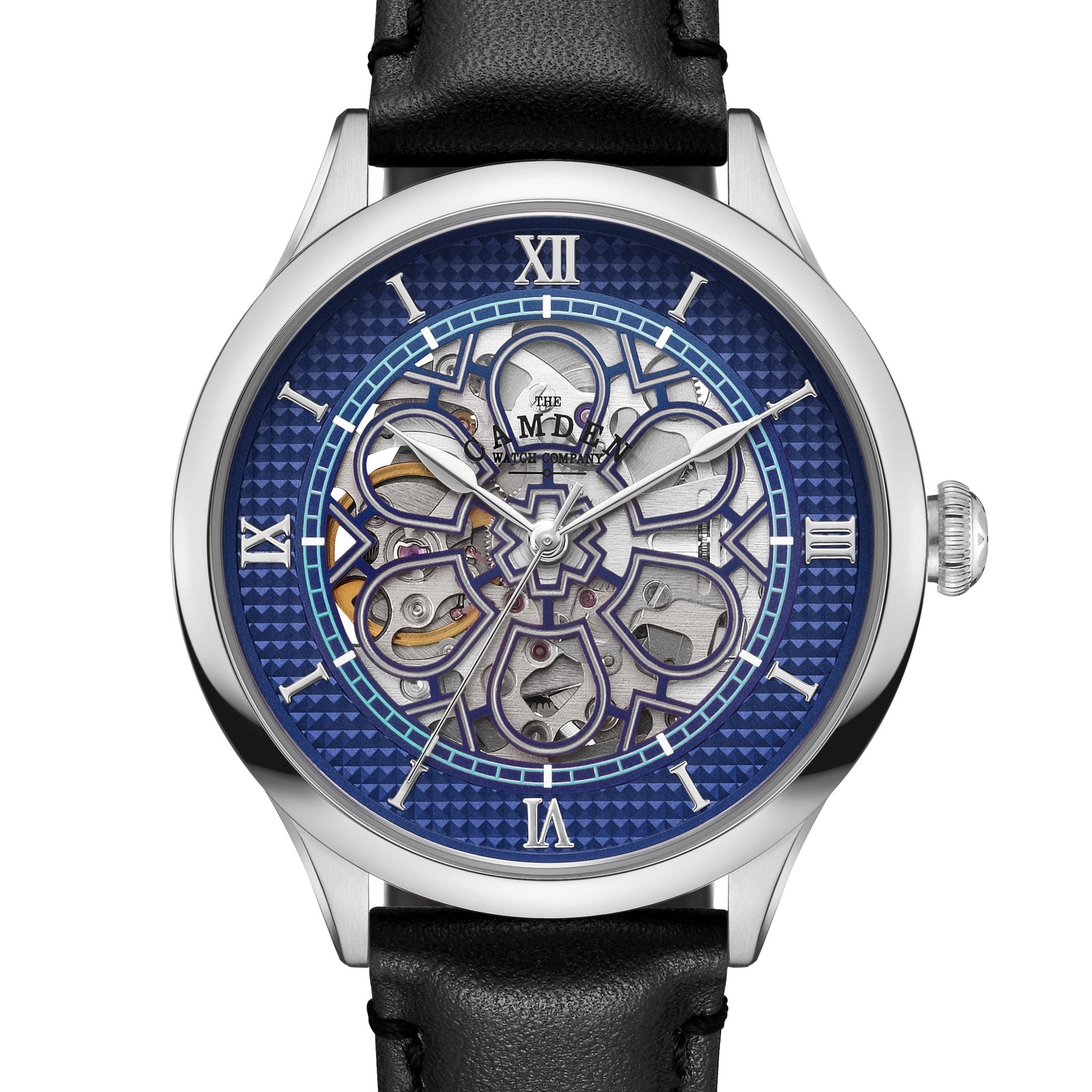 No.274 Skeleton Steel and Navy on Black Italian Leather