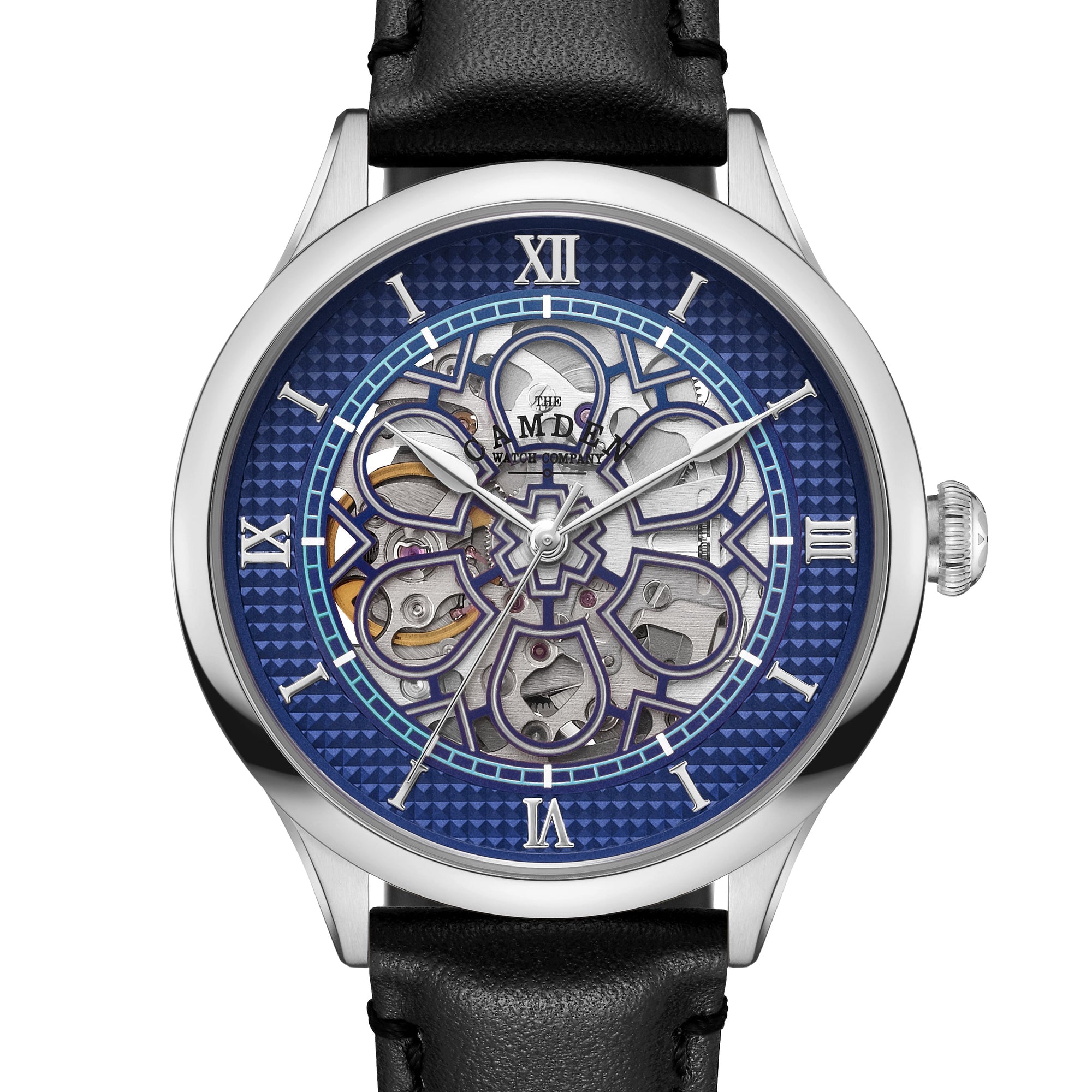 No.274 Skeleton Steel and Navy on Black Italian Leather
