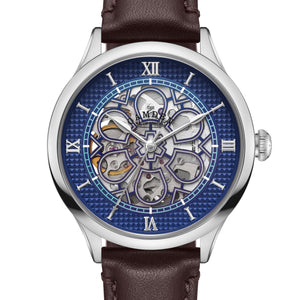 No.274 Skeleton Steel and Navy on Brown Italian Leather