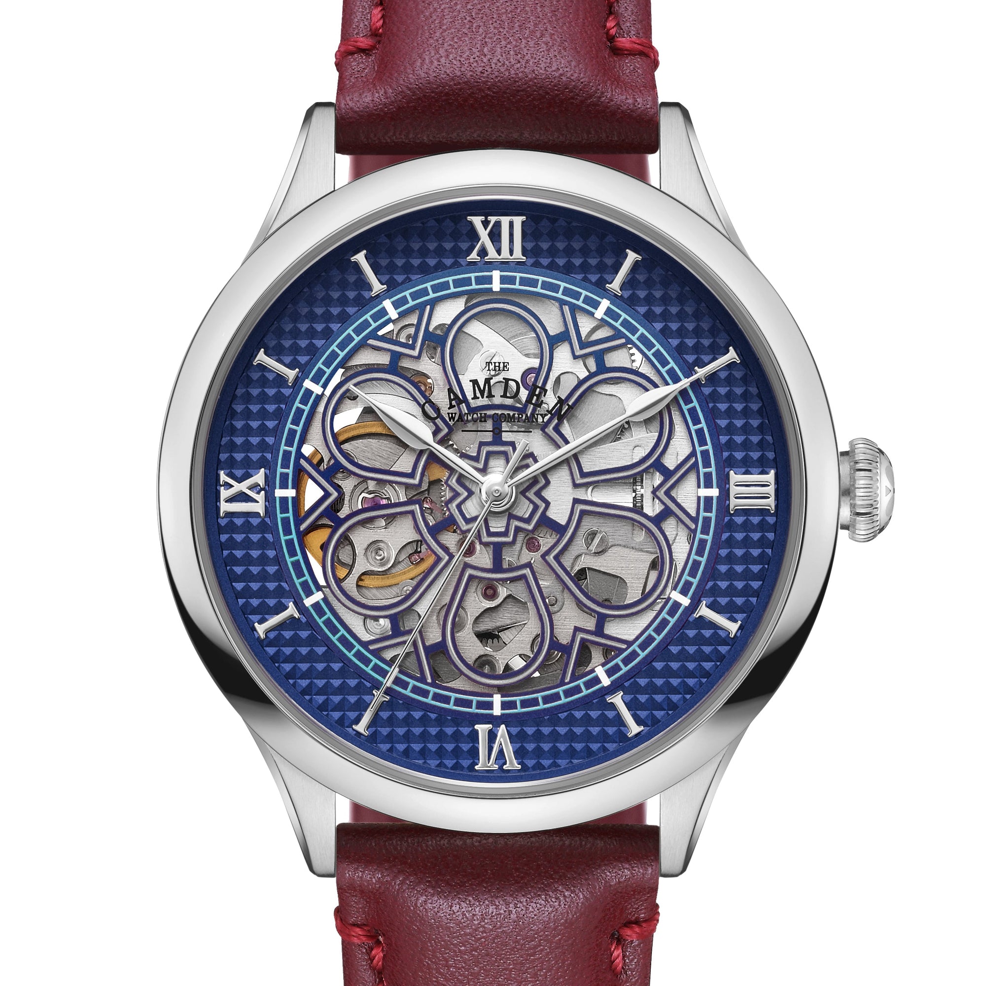 No.274 Skeleton Steel and Navy on Oxblood Italian Leather