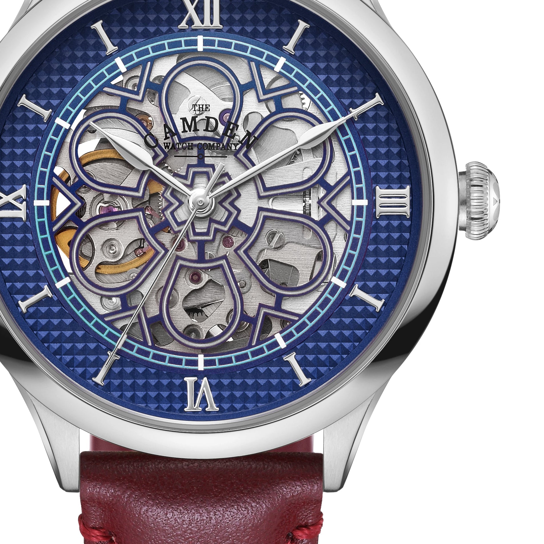 No.274 Skeleton Steel and Navy on Oxblood Italian Leather