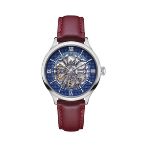 No.274 Skeleton Steel and Navy on Oxblood Italian Leather