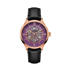 No.274 Skeleton Rose Gold and Purple on Black Italian Leather