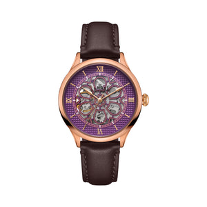 No.274 Skeleton Rose Gold and Purple on Brown Italian Leather