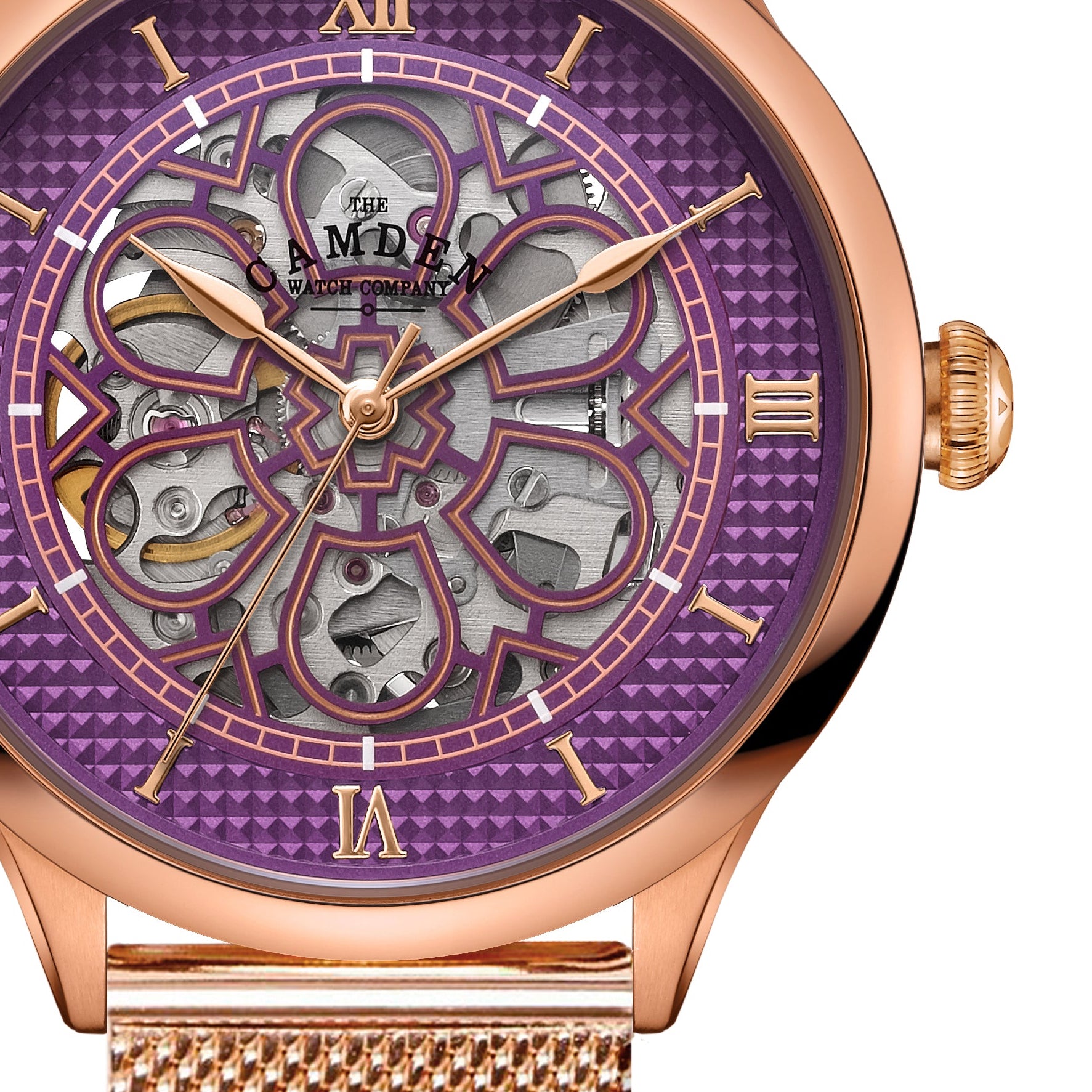 No.274 Skeleton Rose Gold and Purple on Mesh