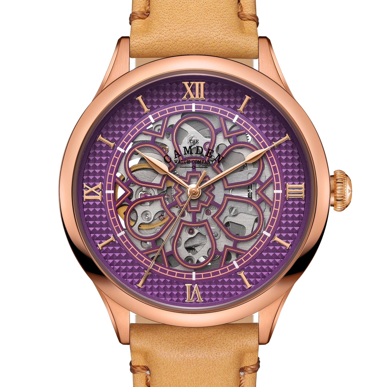 No.274 Skeleton Rose Gold and Purple on Tan Italian Leather