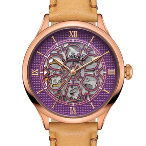No.274 Skeleton Rose Gold and Purple on Tan Italian Leather