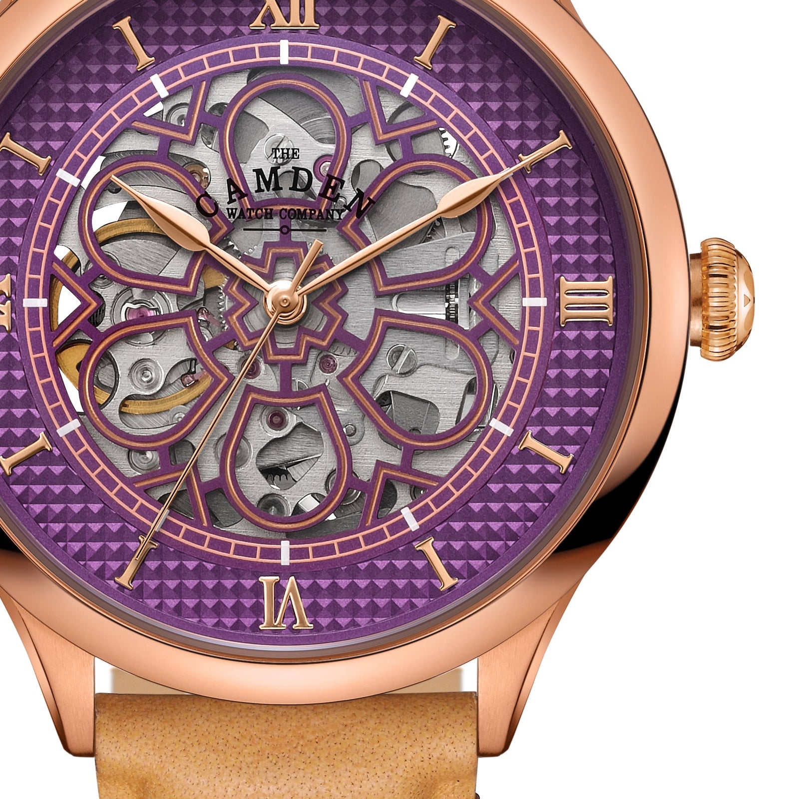 No.274 Skeleton Rose Gold and Purple on Tan Italian Leather