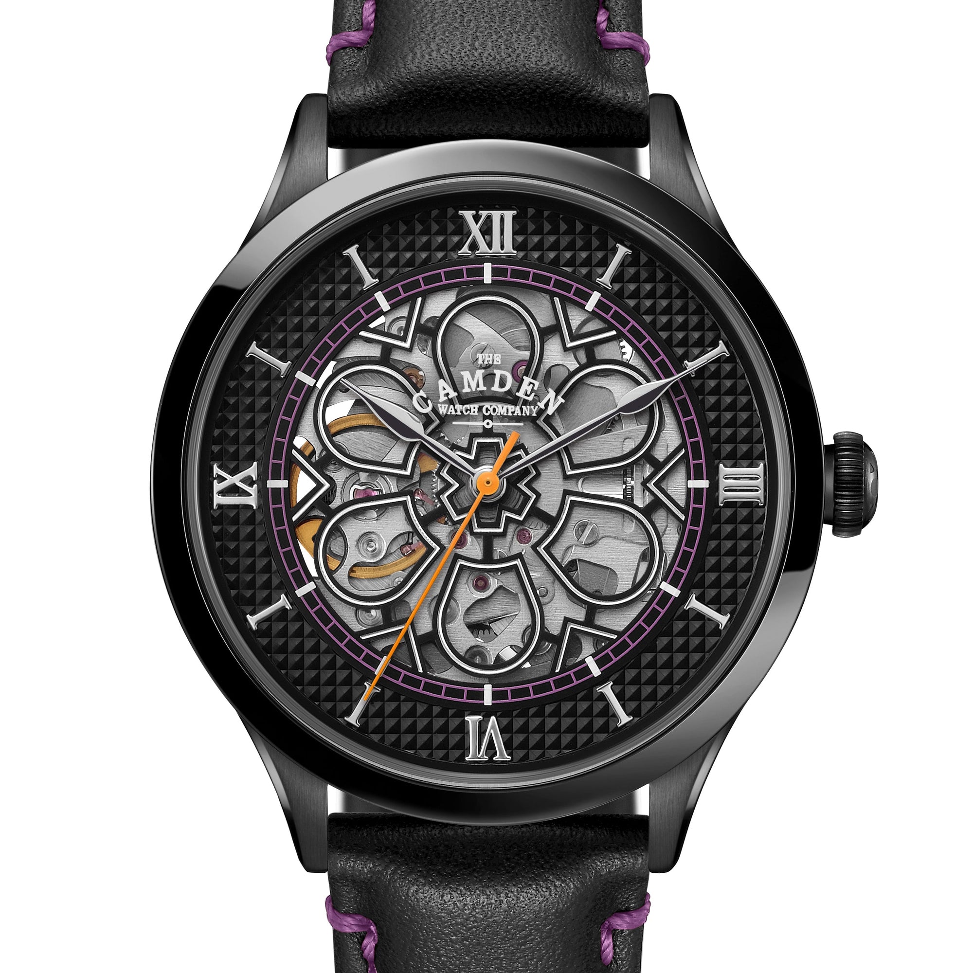 No.274 Skeleton Black on Black and Purple Italian Leather